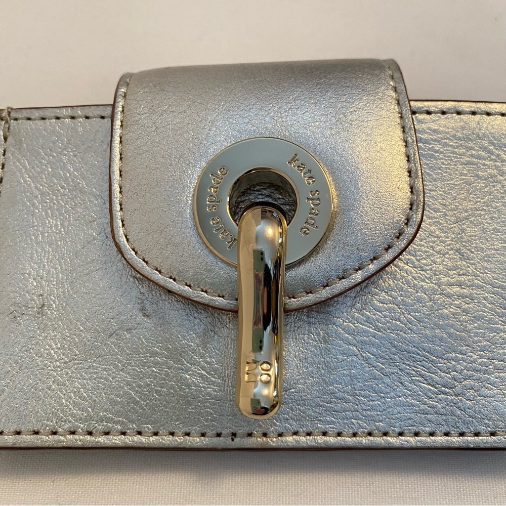 Kate Spade Silver Leather Gold Hardware Small Abby ID Card Case - Picture 4 of 10